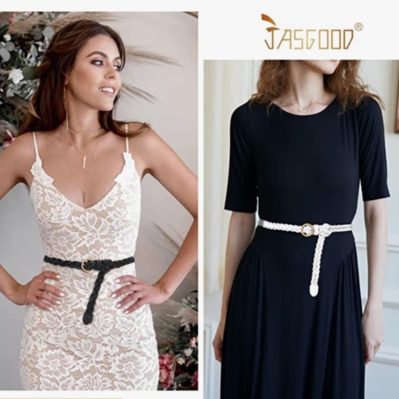 Women’s Braided Leather Belts Skinny Woven Waist Belts for Jeans Pants Dress 3 P main image 5